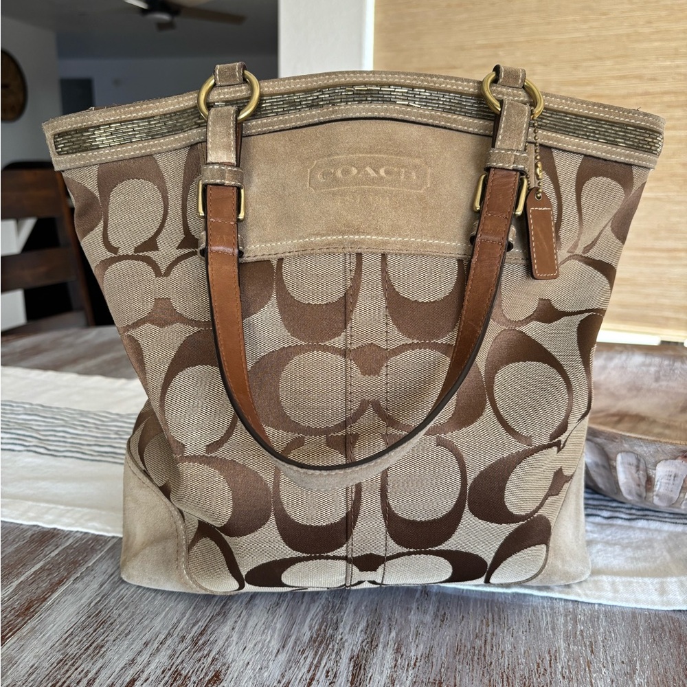 Coach Brown and Tan Tote Bag